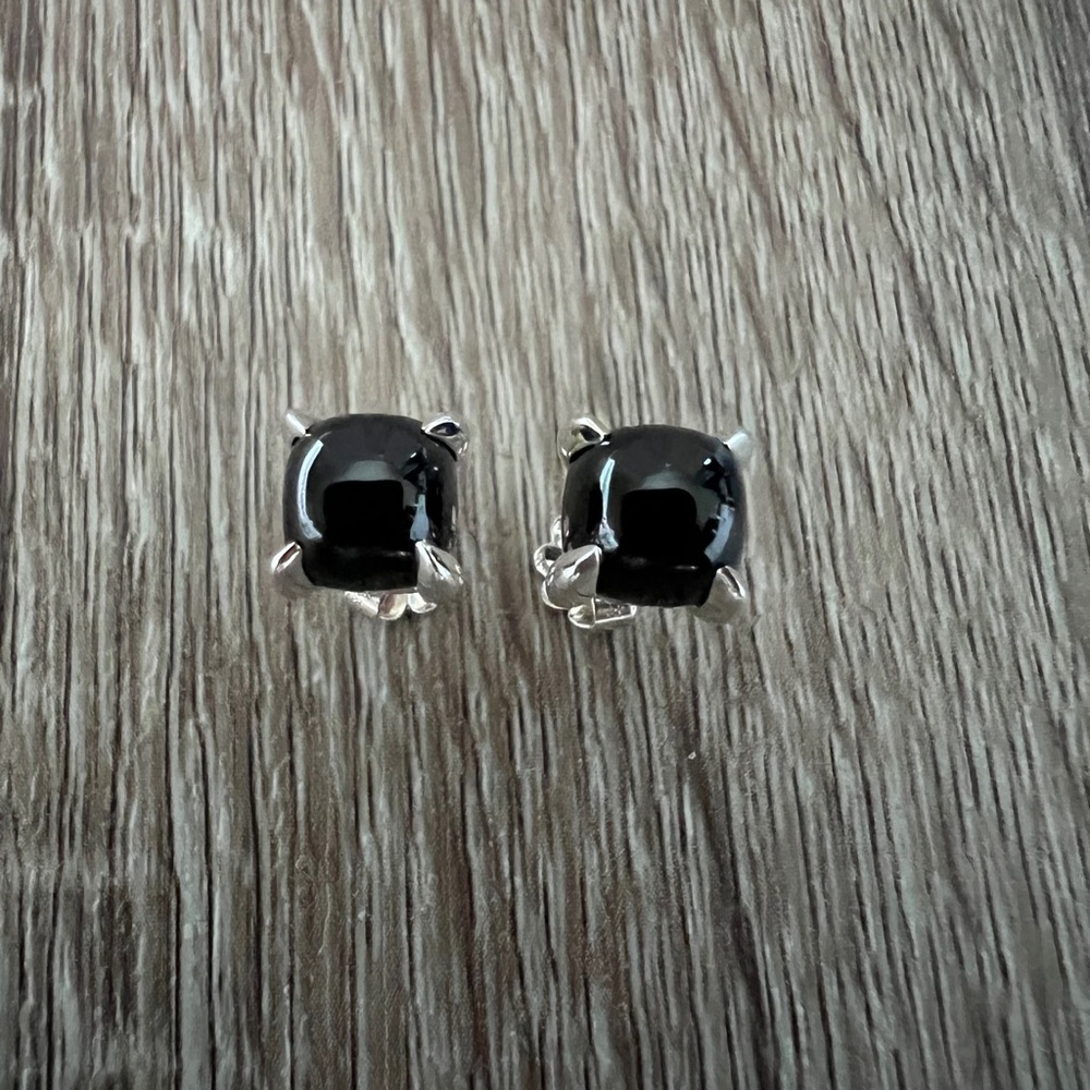 Black onyx sugar stack‎ earrings